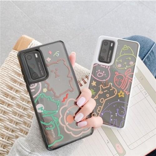 Transparent Cartoon Case for Huawei Nova 6 SE Case P40 pro Cover Mirror Silicone Case for Huawei P30 P20 pro Mate 30 Pro Cover