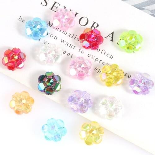 100pcs 10x4mm AB Colorful Plating Acrylic Spacer Loose Flower Petals Beads For Jewelry Making DIY Children Bracelets Necklaces