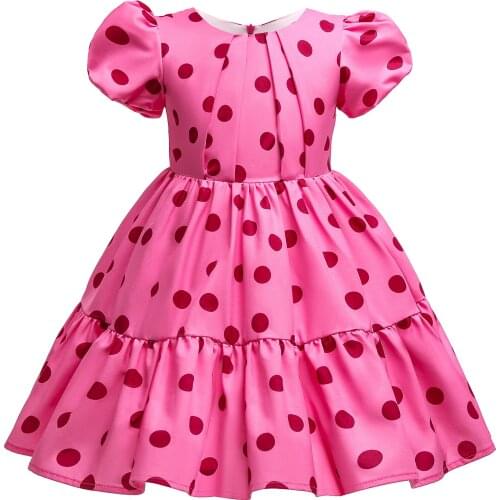 Christmas Baby Girl Short Sleeve Gown Princess Dress for Girl Dots Print Party Wedding Birthday Dresses Children Clothes