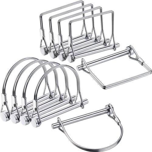 SHGO HOT-10 Pieces Shaft Locking Pin Safety Coupler Pin 1/4 Inch Diameter in 2 Shapes of Square and Arch (Silver)