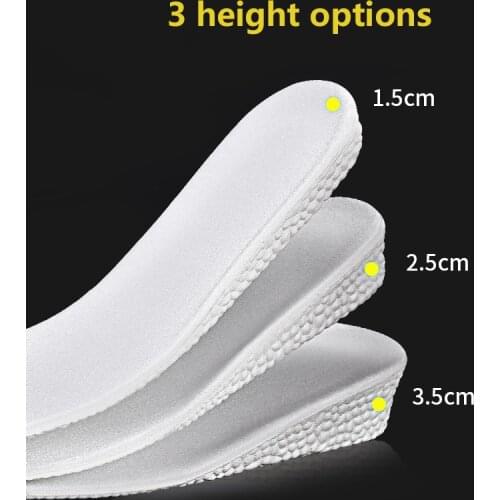 Increased Sports Full Cushion Insole Shock Absorption Breathable Deodorant Elastic Soft Can Be Cut Insole Increased 1.5-3.5cm