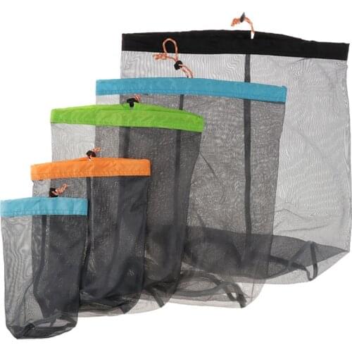 5 Pcs Ultra-light Mesh Stuff Sack, Mutlifunctional Storage Bag for Travel Outdoor Camping Accessories Organizer