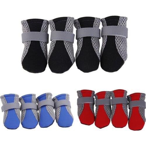 Reflective Mesh Dog Shoes Breathable Dog Cat Puppy Socks Shoes Pet Anti-Slip Rain Boots Teddy Puppy Paw Protecters For Small Dog