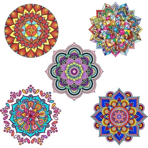 Iron On Patches Mandala Floral Stripes Thermo Stickers On Clothes Heat Transfer Fusible Sticker Custom Patch Free Shipping