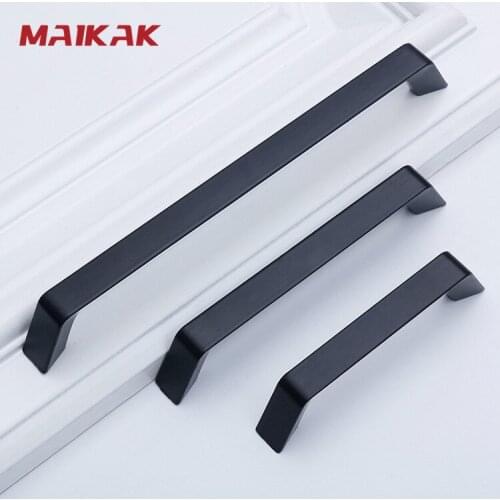 American Style Aluminum Black Kitchen Cabinet Handles Drawer pulls Wardrobe Door Knob Handles For Furniture Hardware
