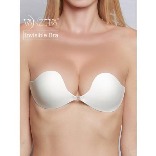 VANZTINA Invisible Push up Bra Reusable Self Adhesive Sticky Bralette Backless Strapless Sexy Top Front Closure Bras for women