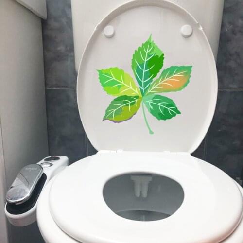YOJA 21.2X22.1CM Tropical Plant Green Leaf WC Decor Fresh Home Wall Toilet Seat Stickers T1-1368