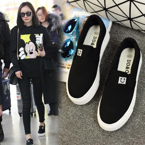 New Women Vulcanized Shoes High Quality Woman Canvas Casual Shoe Slip on Flats Shoes Women Loafers Walking Platform White Shoe