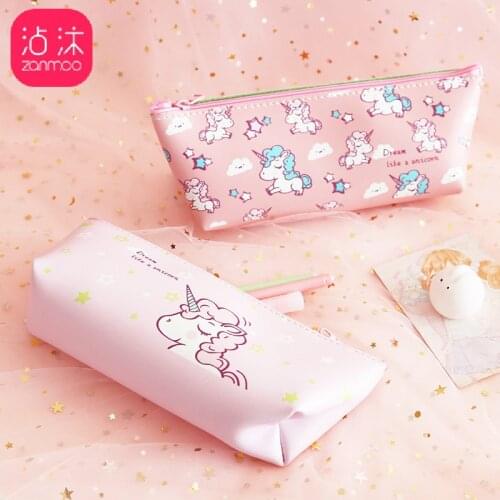1Pcs Kawaii Pencil Case Pink Unicorn Canvas Gift Estuches School Pencil Box Pencilcase Pencil Bag School Supplies Stationery