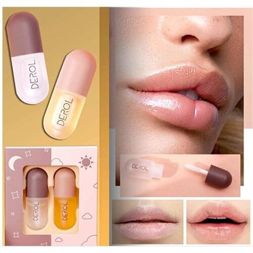 2Pcs 5ml Instant Volumising Lips Plumper Gloss Reduce Fine Lines Serum Oil Mask Moisturizer Makeup Care Lip Sexy Plump Essence