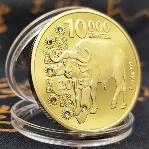 2015 Zambia Republic 1oz.999 African Buffalo 10000 Kwacha Gold Animal Commemorative Coin Souvenir Coins Souvenir Gifts
