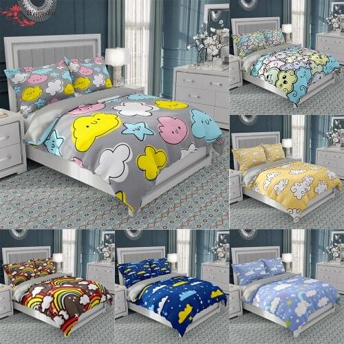 2021 New Sky Colorful Cloud Bedding Set 3D Print Quilt Cover 2/3pcs Duvet Cover With Pillowcase For Kids Bedroom Comforter Decor