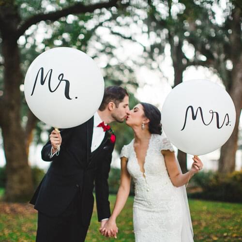 Big Size 36inch Mr Mrs White Latex Balloons for Wedding Party,Bridal, Bride to be, Engaged Party Air Globos Party Supplies