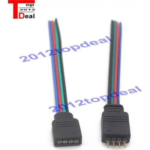 5-50pcs 10cm RGB 4 pins Male/Female Connector Wire Cable For 5050 3528 RGB Led strip, Male Type 4 Pin Needle Connector