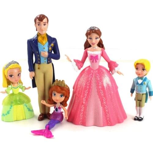 5pcs/lot 8cm Sofia the First Action Figure Princess Sophia Amber Prince James Hildegard King Roland Queen Miranda Model Toys