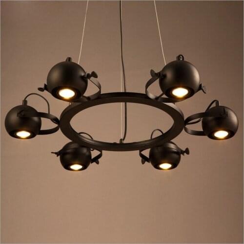 American Simple LED Spotlight Project Bar Cafe Vintage Magic Ball Wrought Iron Pendant Lamp