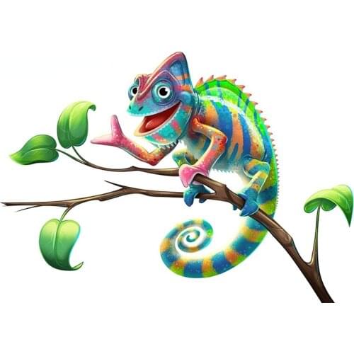 13cm x 9.3cm for Cartoon Chameleon Car Stickers Creative Suitcase JDM Assessoires Waterproof Vinyl Car Wrap Decal