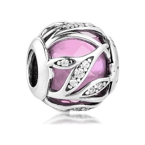 DIY Fits for Pandora Beads Bracelet Necklace 100% 925 Sterling Silver Jewelry Pink Natures Radiance Charms Free Shipping