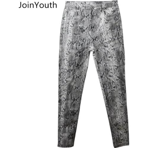 JoinYouth Women Snake Print Pencil Pattern Pants Ladies High Waist Skinny Fashion Stretch Autumn Winter Elastic Female trousers