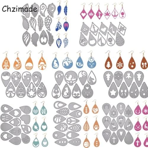 Chzimade Feather Earring Metal Cutting Dies Scrapbooking Stencil For Card DIY Embossing Dies Cut Paper Craft 2020 New