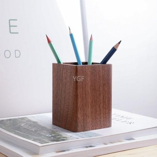 North American black walnut solid wood pen holder Simple office supplies pencil storage box Japanese wooden desk accessories