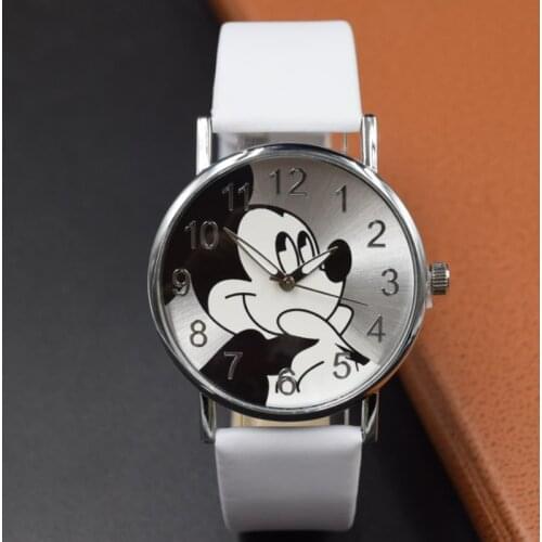 Disney Anime Mickey Mouse Watch Cartoon Quartz Watch Fashion Silver Wristwatch Kids Students Toy Watch Childrens Birthday Gifts