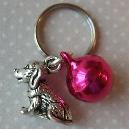 Hot (20pcs + gift) Enamel Anti-Theft Purse Bell Spaniel Dog Charm Pendant Decorative Key Chain Ring Keychain Gifts D294