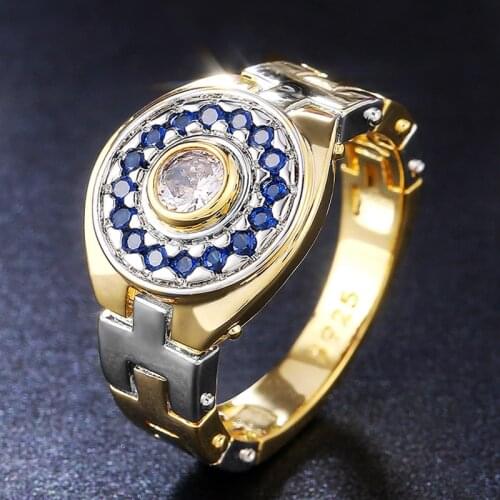 Huitan Fashion Watch-shaped Women Wedding Rings Two Tone Design Brilliant Cubic Zirconia Unique Female Rings Engagement Jewelry