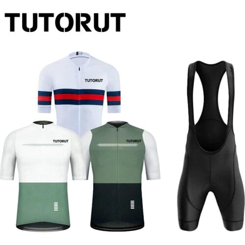 TUTORUT New Summer Pro Cycling Jersey Set Breathable Team Racing Sport Bicycle Jersey Mens Cycling Clothing Short Bike Jersey