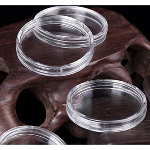 100PCS 23mm Coin Container Clear Round Plastic Cases Capsules Holder Applied Storage Collection Box Gift Decoration