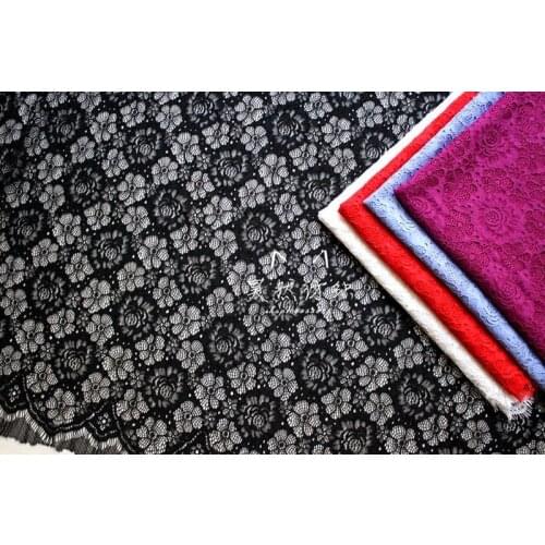 GLace 1.5M/Lot 6colour hight quality car bone cotton texture flower eyelash lace fabric diy dress wedding dress accessoriesTX695