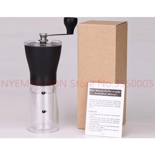 Manual Ceramic Coffee Grinder Washable ABS Ceramic core Stainless Steel Home Kitchen Mini Manual Hand Coffee Grinder 50pcs