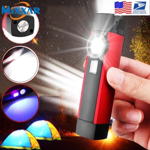 ZK50 Dropshipping Multifunction COB/UV LED Flashlight USB Rechargeable Built-In Battery Pocket Working Light Waterproof Lamp