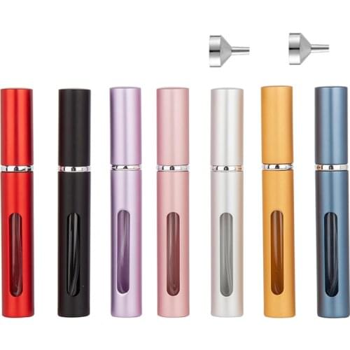 MUB 7pcs 5ml/10ml Fashion Portable Visible Bottle Travel Empty Perfume Essential Oil Aftershave Refillable Spray Bottle Atomizer