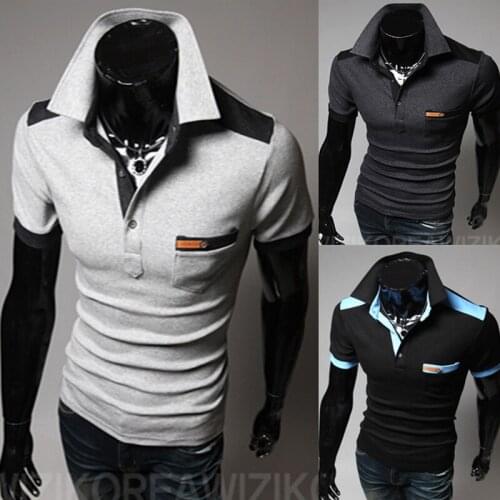 High quality 2021 Fashion Summer cool color patchwork matching lapel leisure Breathable short sleeve polo shirt men clothing