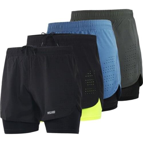 Men Women Running Shorts 2-in-1 Quick Drying Breathable Gym Training Exercise Jogging Cycling Sport Shorts With Longer Liner