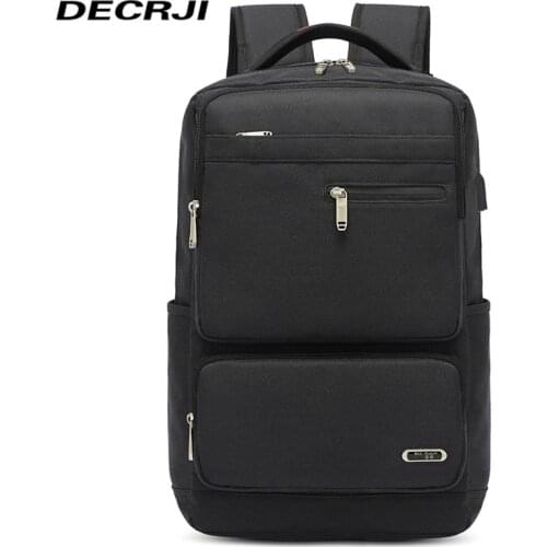 DECRJI USB Charging Canvas Backpack Men Multifunction Laptop Bagpack Large Capacity Male Travel Backpack High Quality School Bag