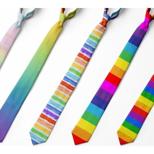 Men Fashion Colorful Tie Rainbow Stripesr Holiday Festival 3d Printed Cravate Mens Party Gift Casual Wedding Shirt Neckties
