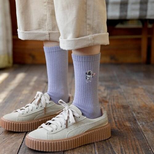 Casual Solid Hip Hop Skateboard Sport Socks Women Cartoon Embroidery Cute Long Socks Fashion Harajuku Retro Streetwear Crew Sock