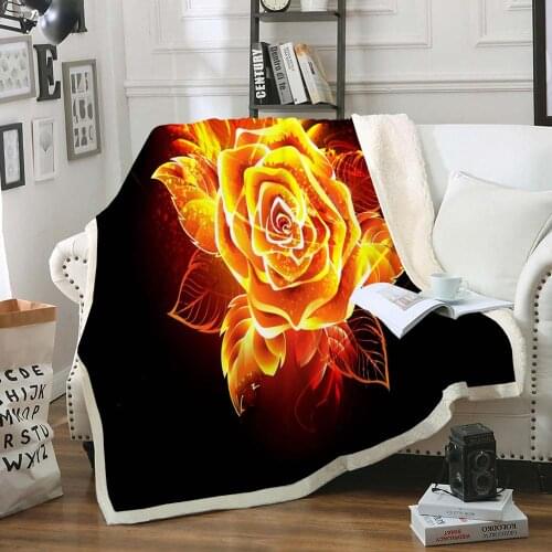 Red fire rose Blanket Sherpa Blanket Simple Romantic Style Plush Blanket Soft Cozy Bed Sofa Blanket for Blanket