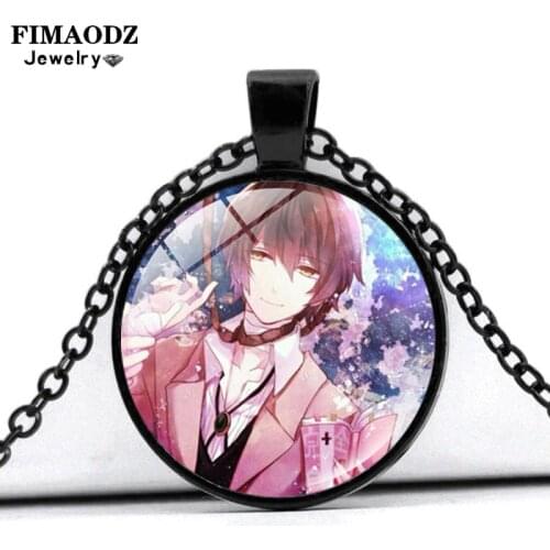 FIMAODZ Bungou Stray Dogs Necklace Fans Collect Anime Figures Akutagawa Dazai Osamu Pendant Black Chain Necklaces