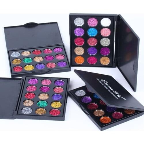 15 Colors Flash Sequins Eyeshadow Palette Matte Shimmering Naturally Long Lasting No Smudging Eye Shadow SANA889