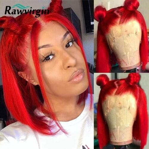Red Bob Wig Lace Front Human Hair Wigs HD Lace Frontal Wig Brazilian Colored Wigs For Women Human Hair Straight Lace Front Wig