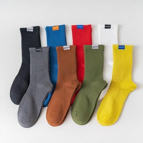 Peonfly Crew Men New Autumn Arrival Solid Color Funny Happy Creative Casual Hip Hop Harajuku Cotton Socks Calcetines