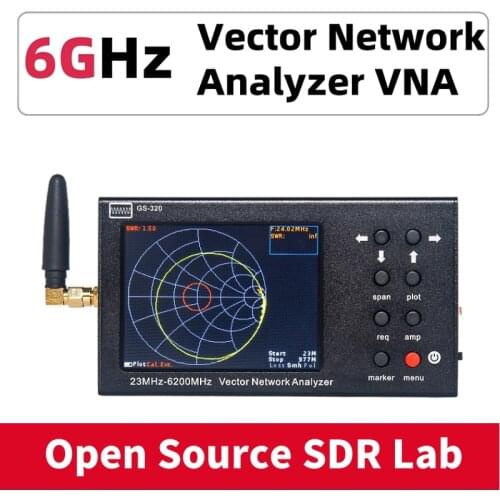 Portable VNA SWR 6G Vector Network Analyzer Reflectometer GS-320 23-6200MHz Antenna Analyzer Kit w/ 3.2" Color Screen