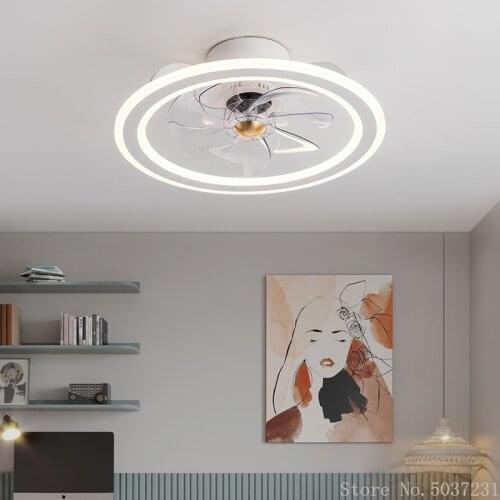 Ceiling Fan Lamp Bedroom Dining Room Household Invisible Lamp Bedroom Decor Celing Fan with Light Acrylic Leaf Led Ceiling Fan
