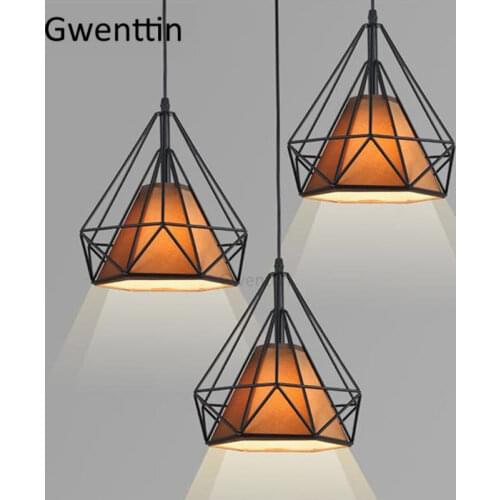 Industrial Diamond Pendant Lights Vintage Iron Cage Hanging Lamp for Home Dining Room Bar Kitchen Lighting Fixtures Loft Decor