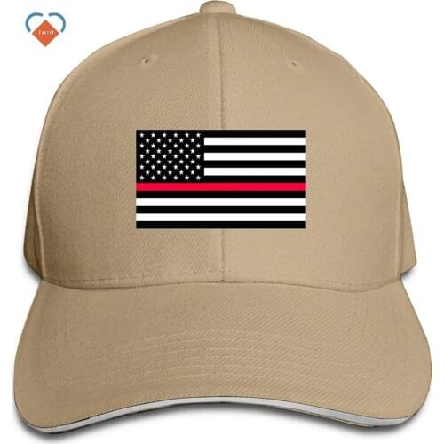 Firefighter Thin Red Line American Flag2 Mans Womans Adjustable Hat Sandwich Dad Hat