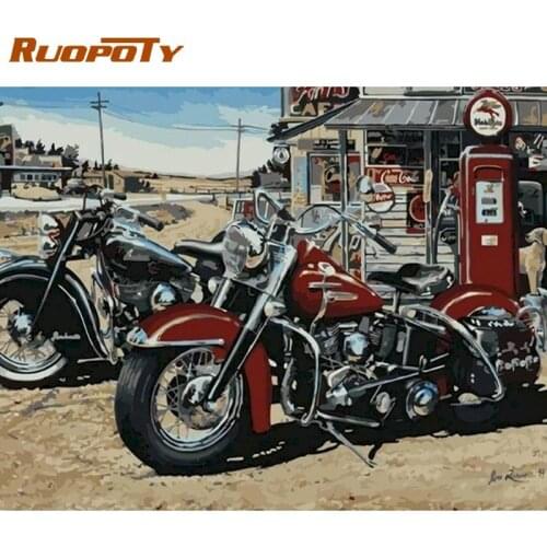 RUOPOTY Paint By Numbers Kits For Adults Children 40x50cm Frame Motorcycle Landscape Oil Picture By Number Home Decor Art Photo