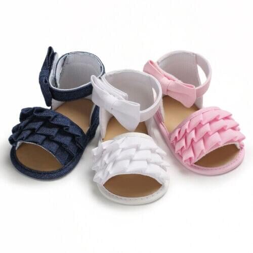 0-18M Baby Girls Sandals Toddler Kids Baby Girl Shoes Anti-slip Sandals Flower Shoes Summer Crib Shoes